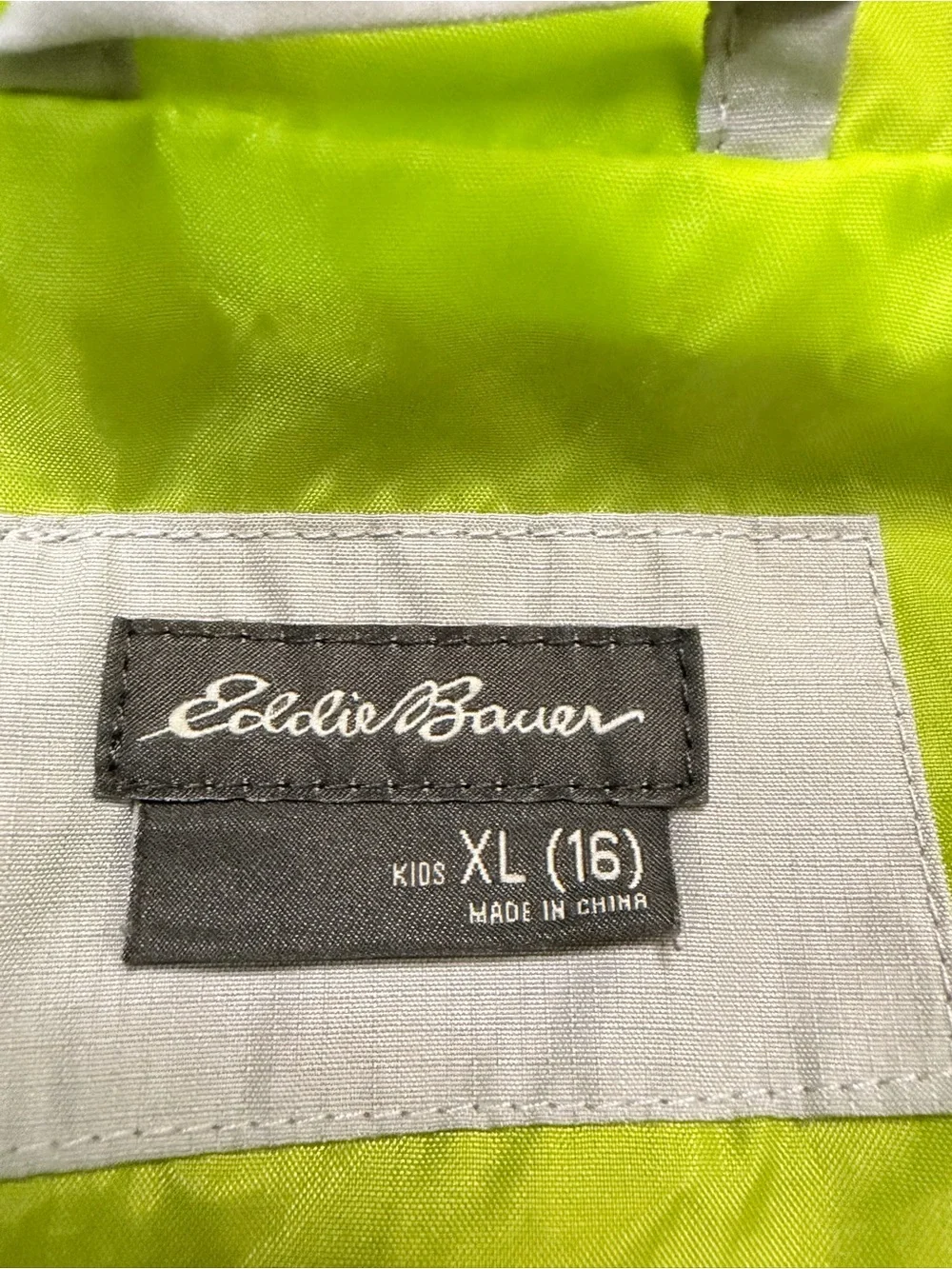 Eddie Bauer Kids Colorblock Lightweight Hooded Windbreaker Rain Jacket XL Neon